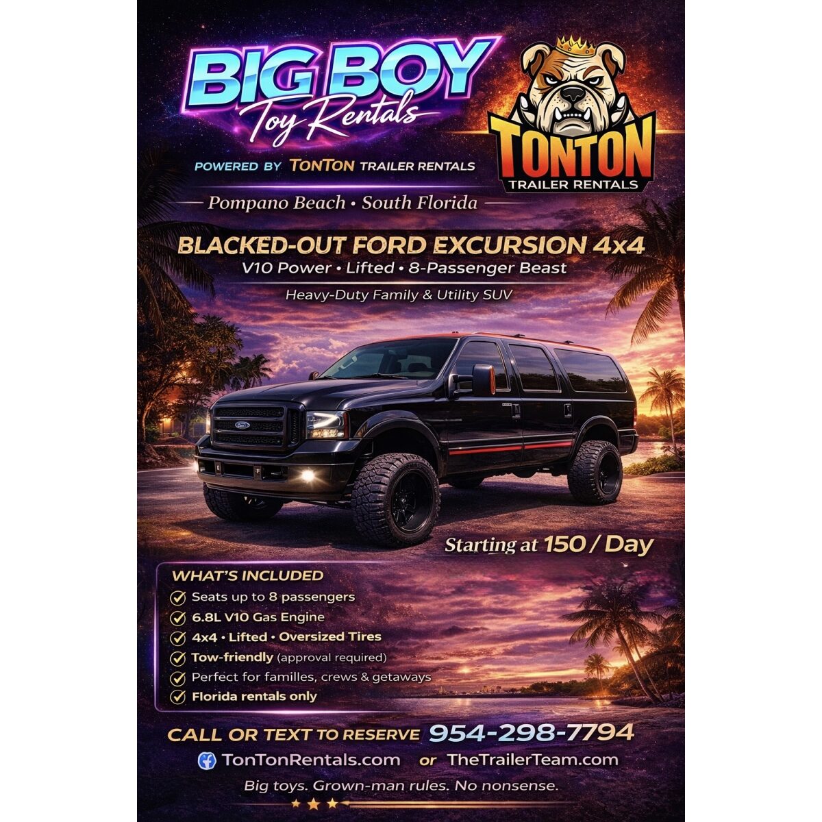 Blacked Out Ford Excursion 4×4 - The Trailer Team Trailer Rental